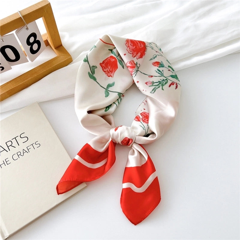 Women's Elegant Geometric Polyester Silk Scarves