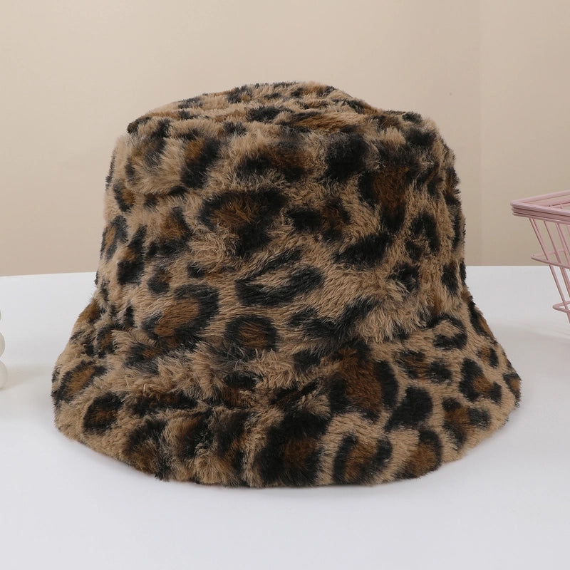 Women's Casual Korean Style Leopard Big Eaves Bucket Hat