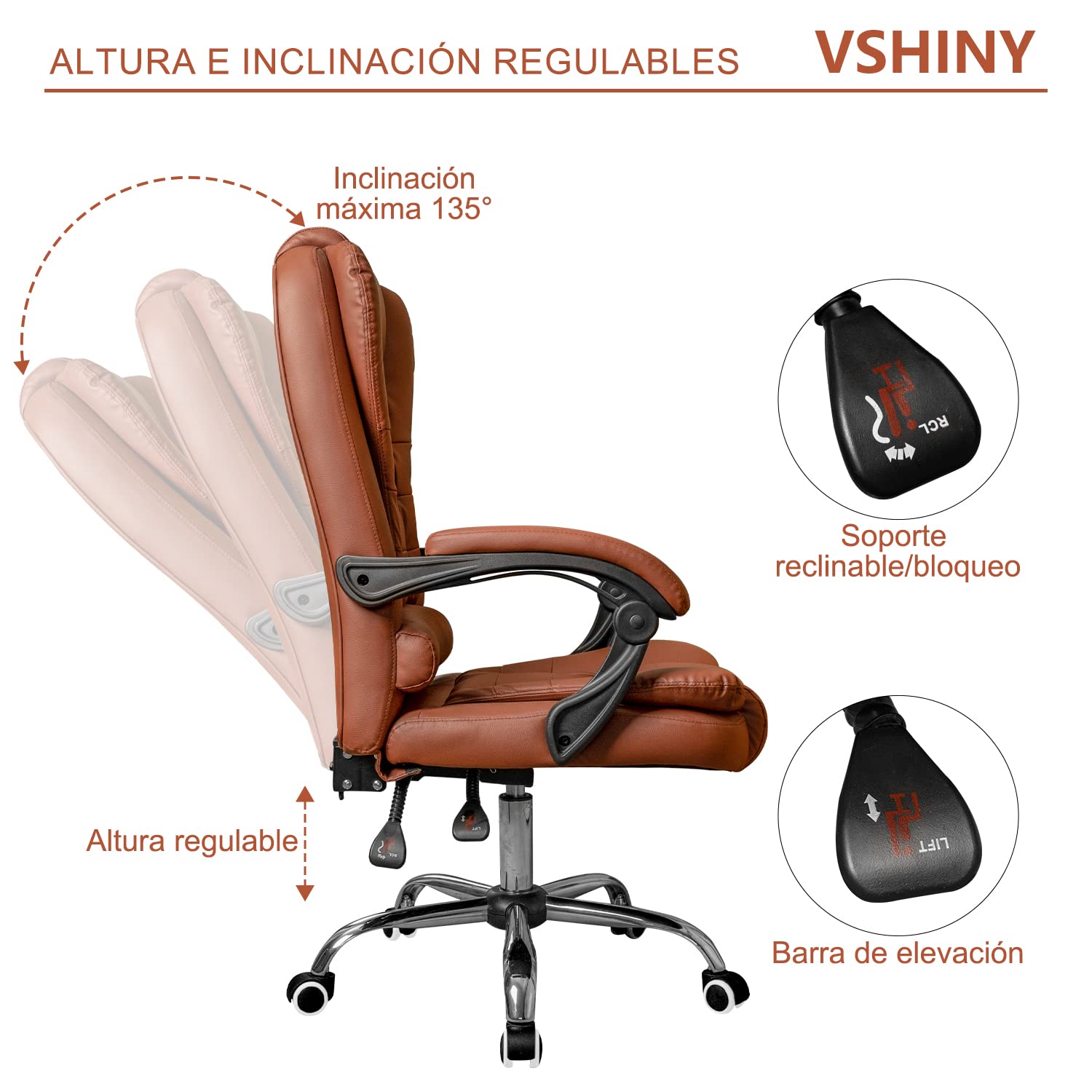 VSHINY Sillas de Oficina Ergonómicas,Silla de computadora,Silla Gamer,Silla de Ordenador,Cómodo sillón Giratorio de Oficina con cojín Acolchado