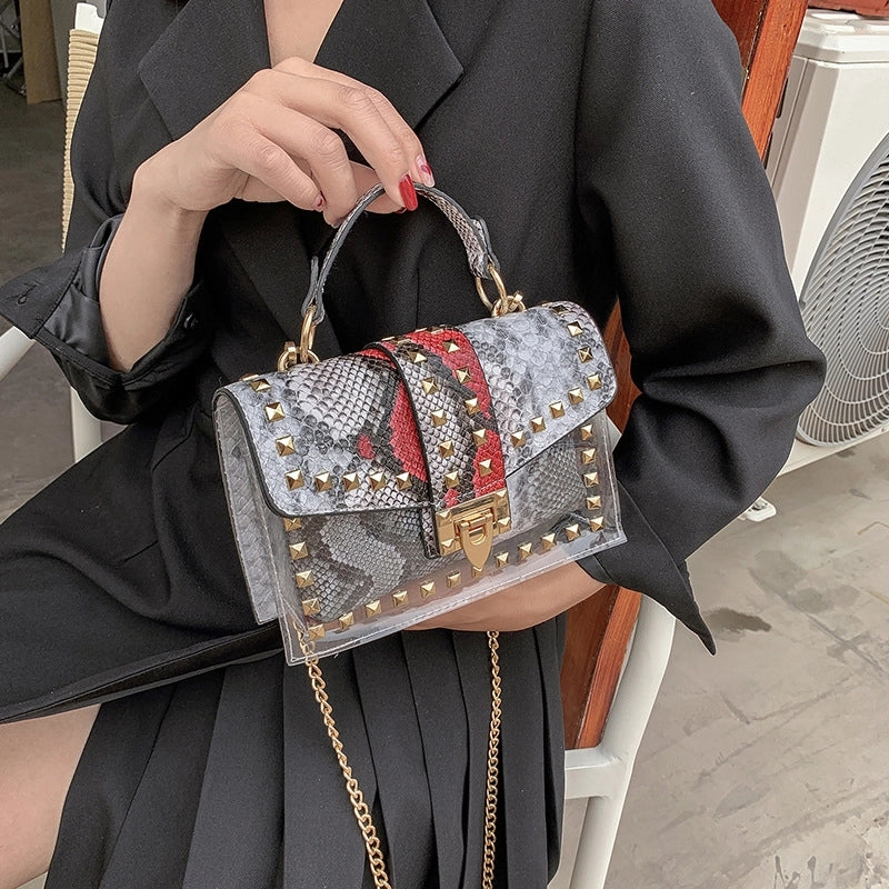 Snakeskin Pattern Buckle Single Shoulder Messenger Small Square Bag