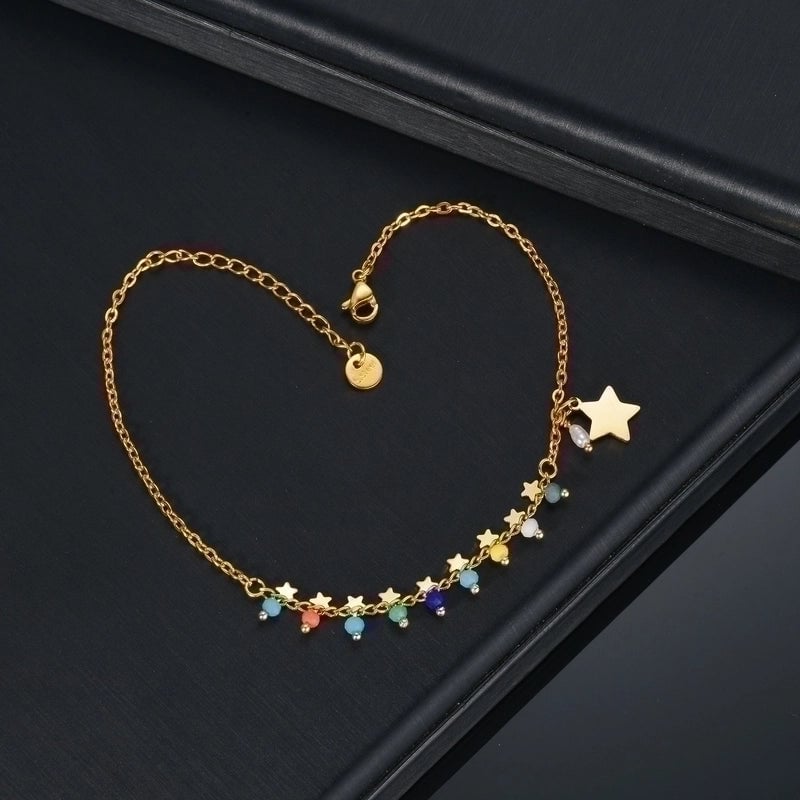 Copper 14K Gold Plated Minimalist Plating Star Earrings Anklet Necklace