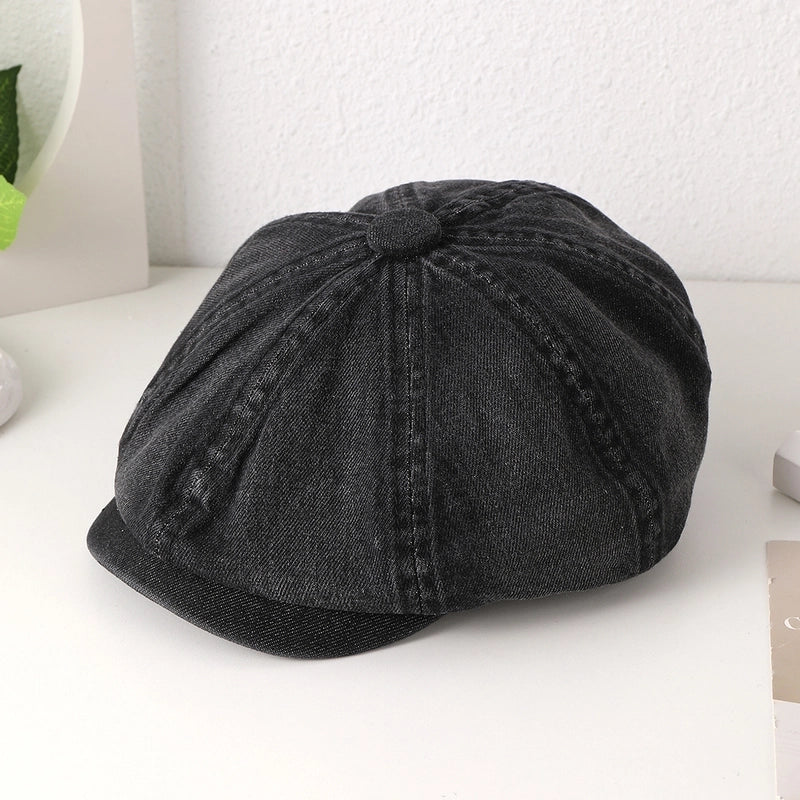 Women's Vintage Style Minimalist Solid Color Short Brim Newsboy Cap