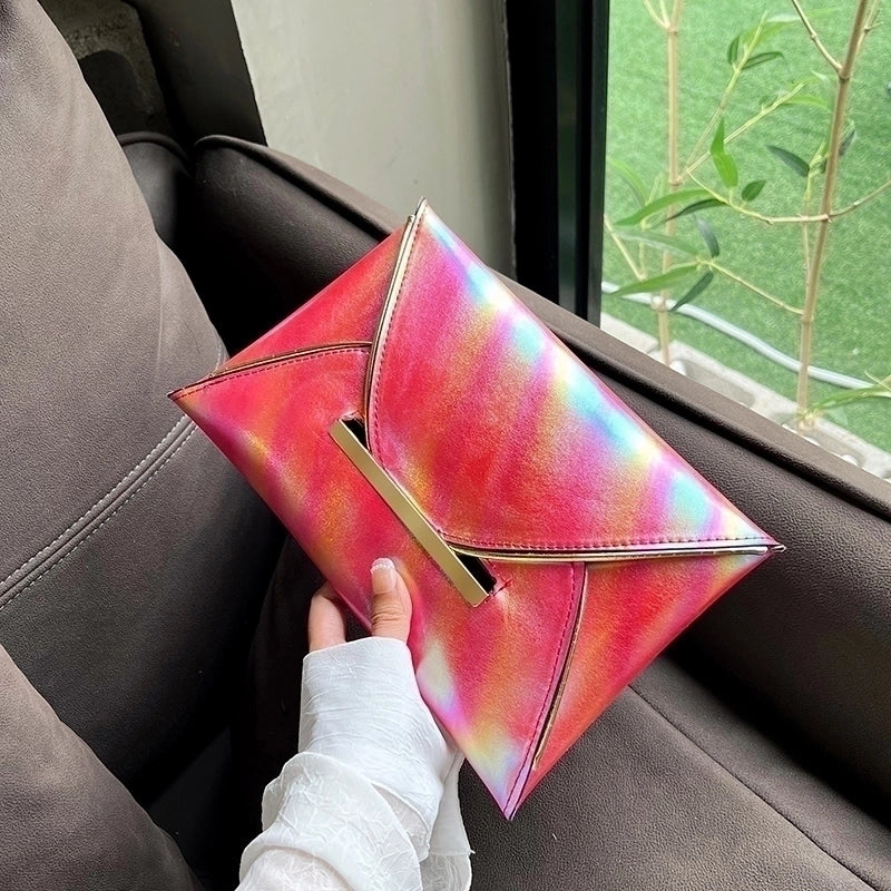 Women's Pu Leather Solid Color Basic Classic Style Flip Cover Envelope Bag Clutch Bag
