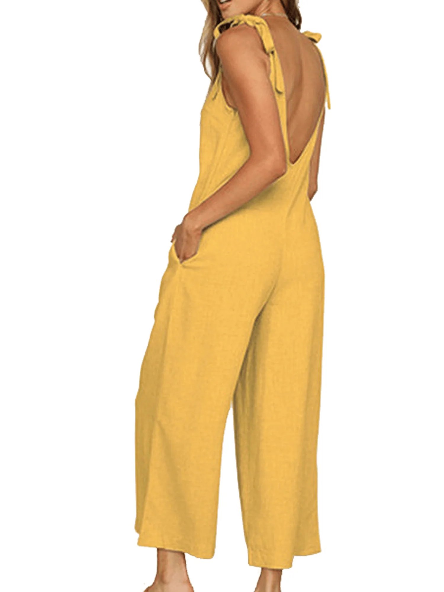 Women's Loose Casual Cotton Linen Jumpsuit