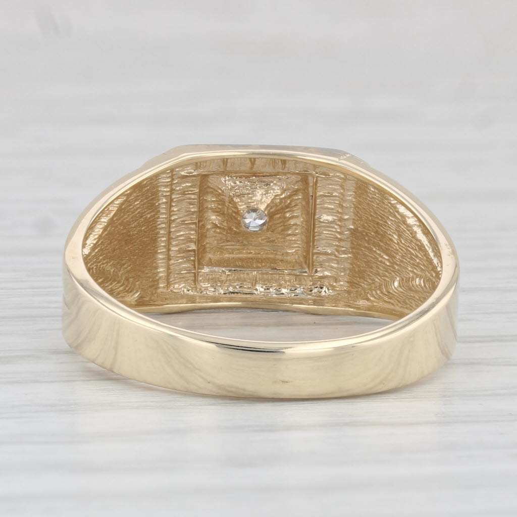 Vintage Men's Diamond Ring 10k White & Yellow Gold Size 10.5