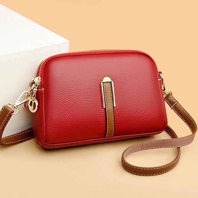 Women's Small Pu Leather Solid Color Basic Shell Zipper Shoulder Bag Crossbody Bag Dome Bag
