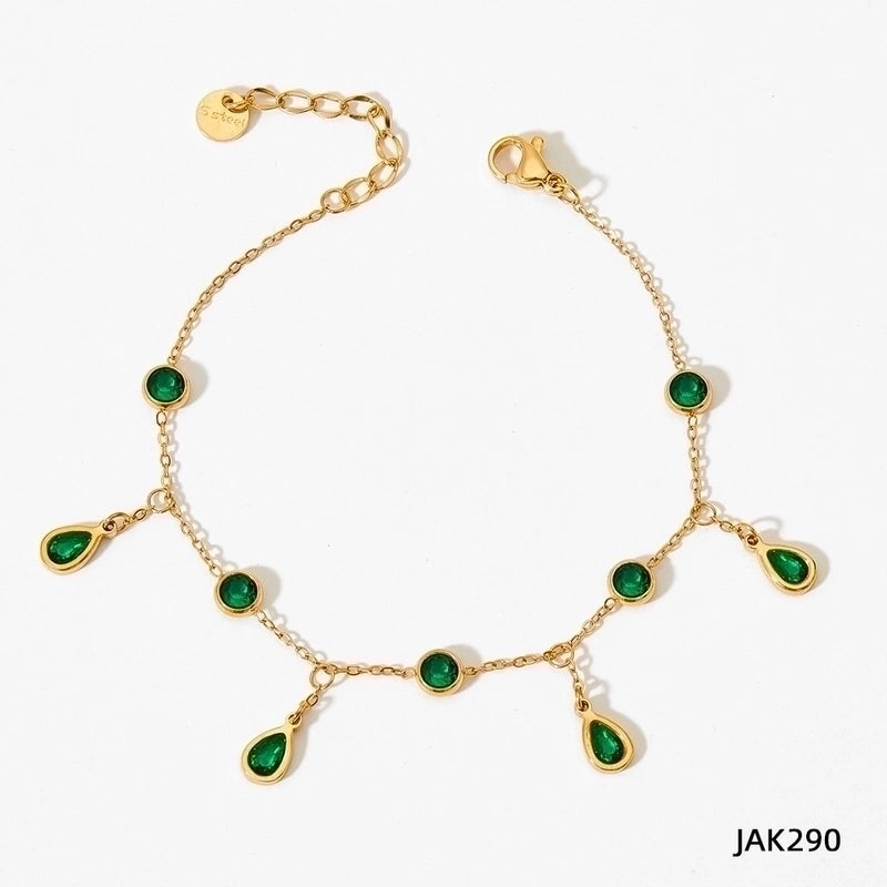 Fashion Water Droplets 304 Stainless Steel Zircon White Gold Plated Gold Plated Inlay Stainless Steel Jewelry Sets