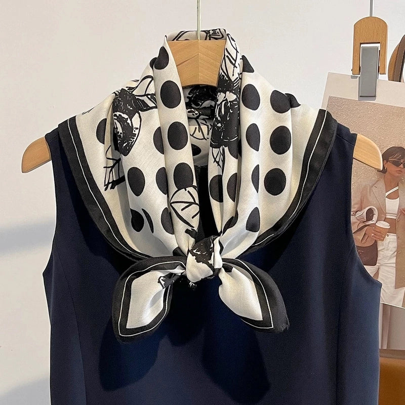 Women's Elegant Flower Polyester Silk Scarf
