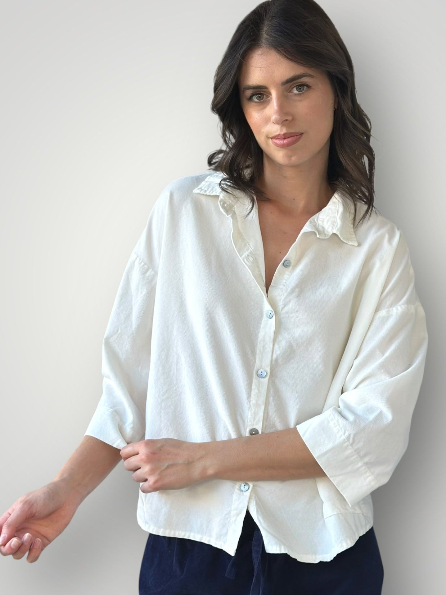 deanna shirt - winter white cord
