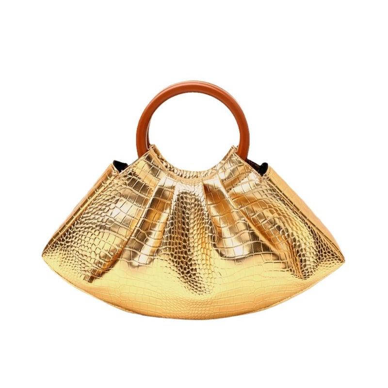 Gold Silver Orange Pu Leather Solid Color Crocodile Shell Evening Bags