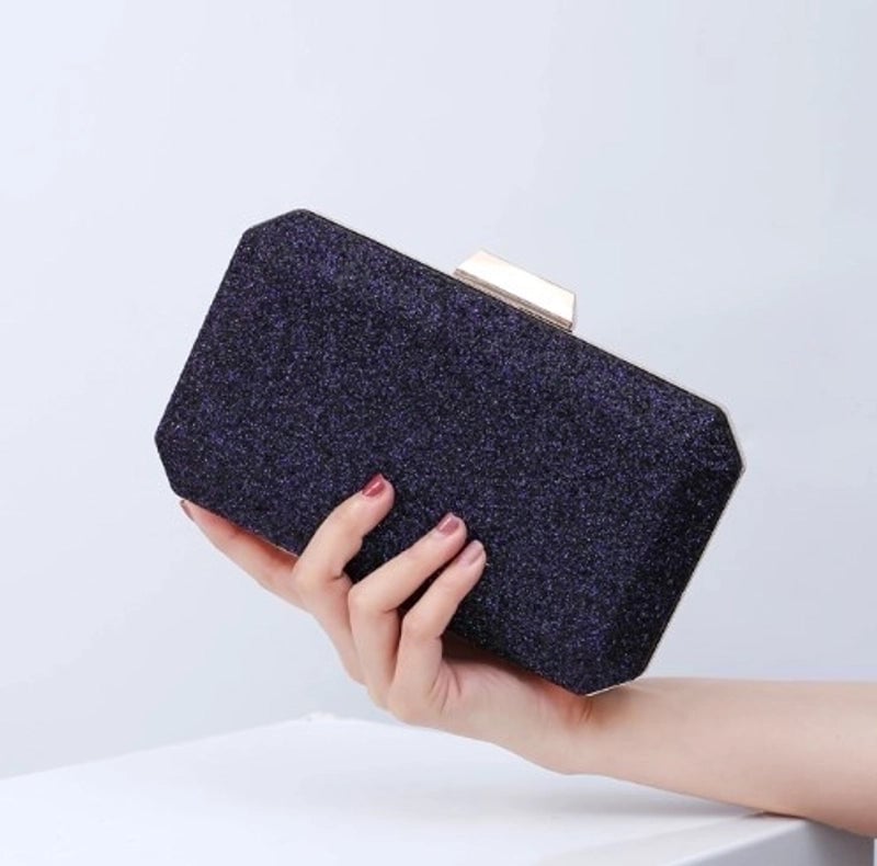 Purple Green Silver Pu Leather Solid Color Square Evening Bags
