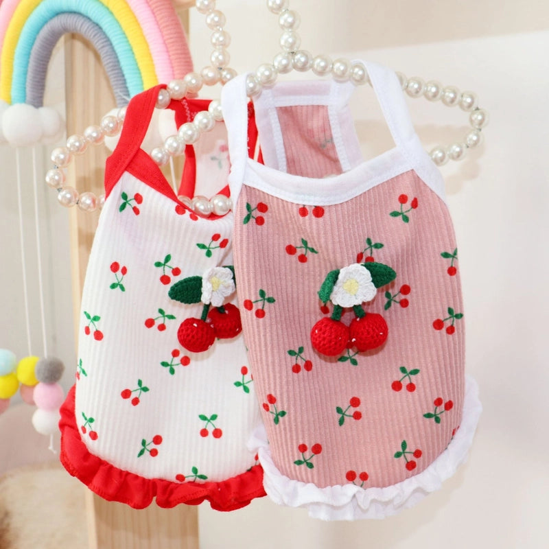 Casual Cute Polyester Cherry Pet Clothing