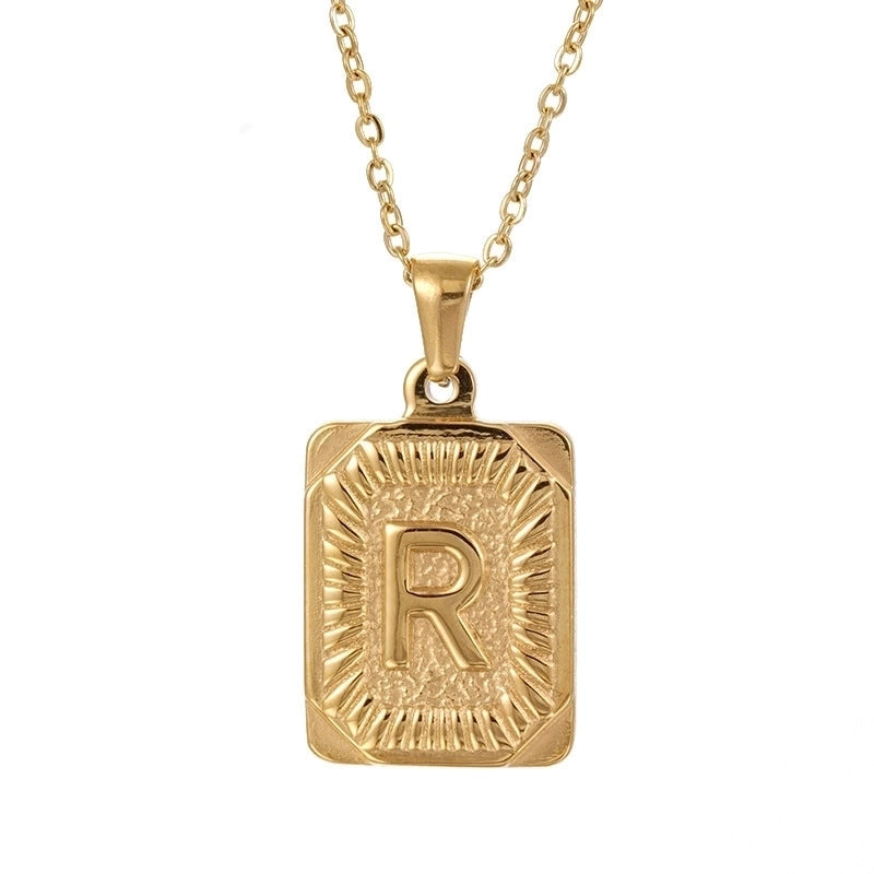 Retro Letter Square Stripe Stainless Steel Plating Necklace 1 Piece