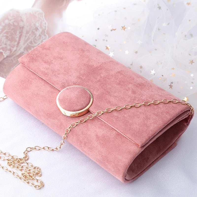 Rose Red Velvet Solid Color Square Evening Bags