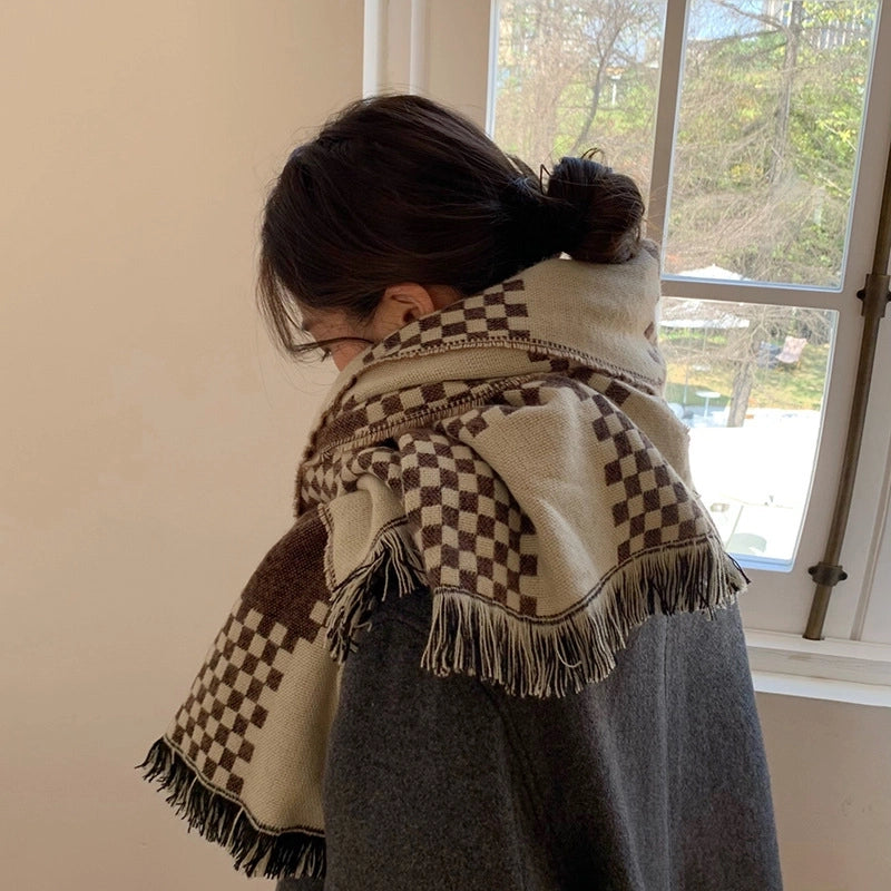 Women's  Lattice Imitation Cashmere Scarf