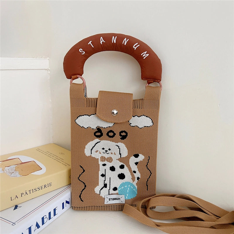Women's Small Polyester Letter Cat Bow Knot Elegant Bucket Buckle Crossbody Bag