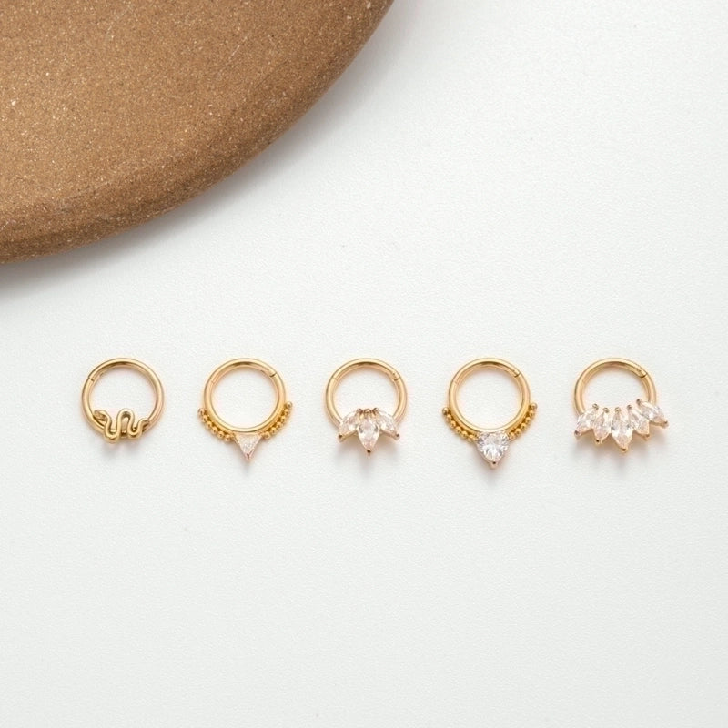 1 Piece Nose Rings & Studs Punk Solid Color 316L Stainless Steel  Copper Plating Inlay Zircon