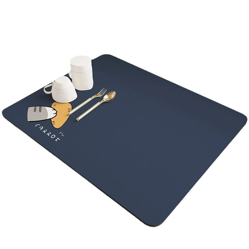 Cartoon Kitchen Table Diatom Mud Absorbent Mat Protective Desktop Tableware Anti-scald Insulation Mat Wear-resistant Kitchen Draining Mat