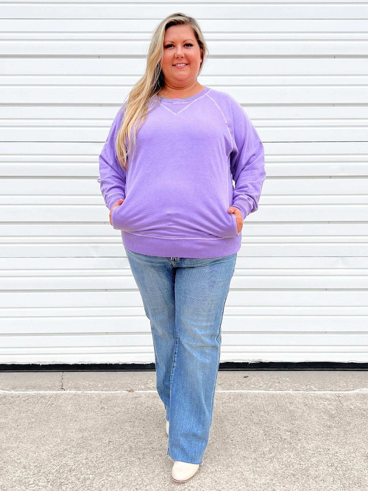 FINAL SALE⚡8 Packs for $24.95⚡ - Door Buster! Zenana Pigment Dyed French Terry Pullover w/ Pockets (Multiple Colors)