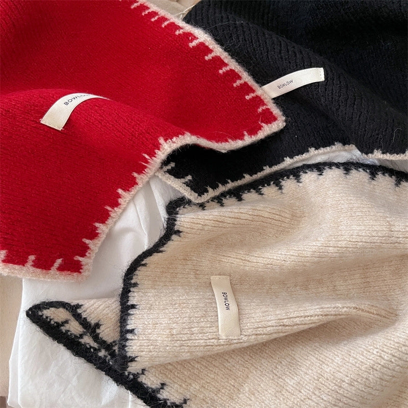 Women's Classic Style Streetwear Solid Color Wool Blend Knit Scarf