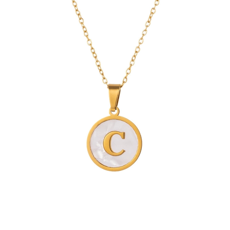 Minimalist Letter Titanium Steel Pendant Necklace