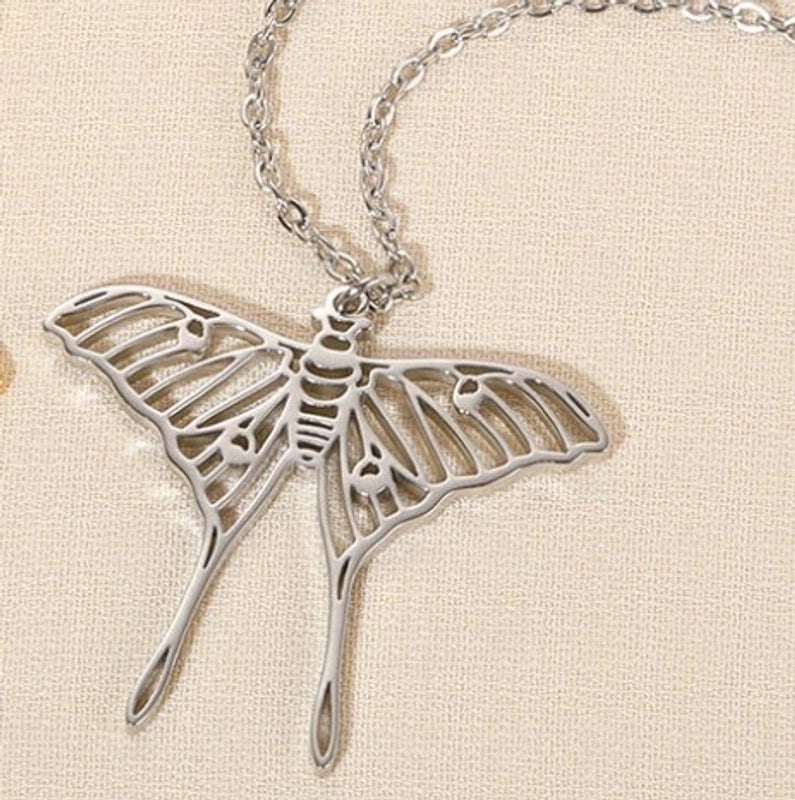 Minimalist Devil's Eye Heart Shape Butterfly Stainless Steel Plating Hollow Out Pendant Necklace