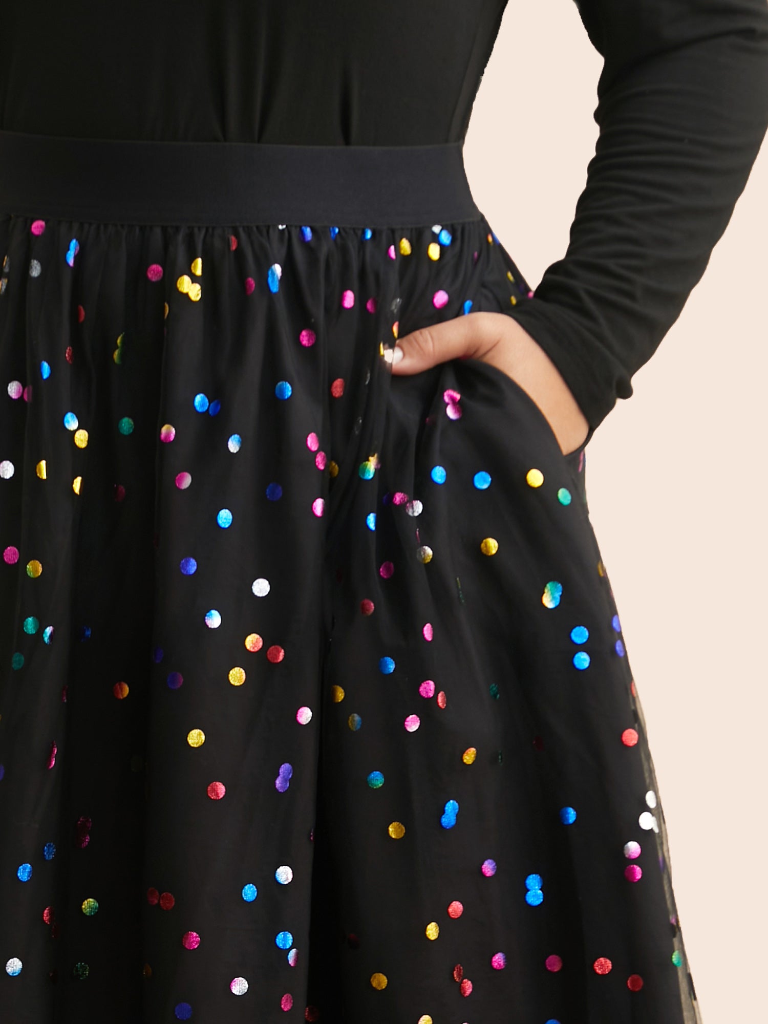 Sequin Polka Dot Tiered Mesh Skirt