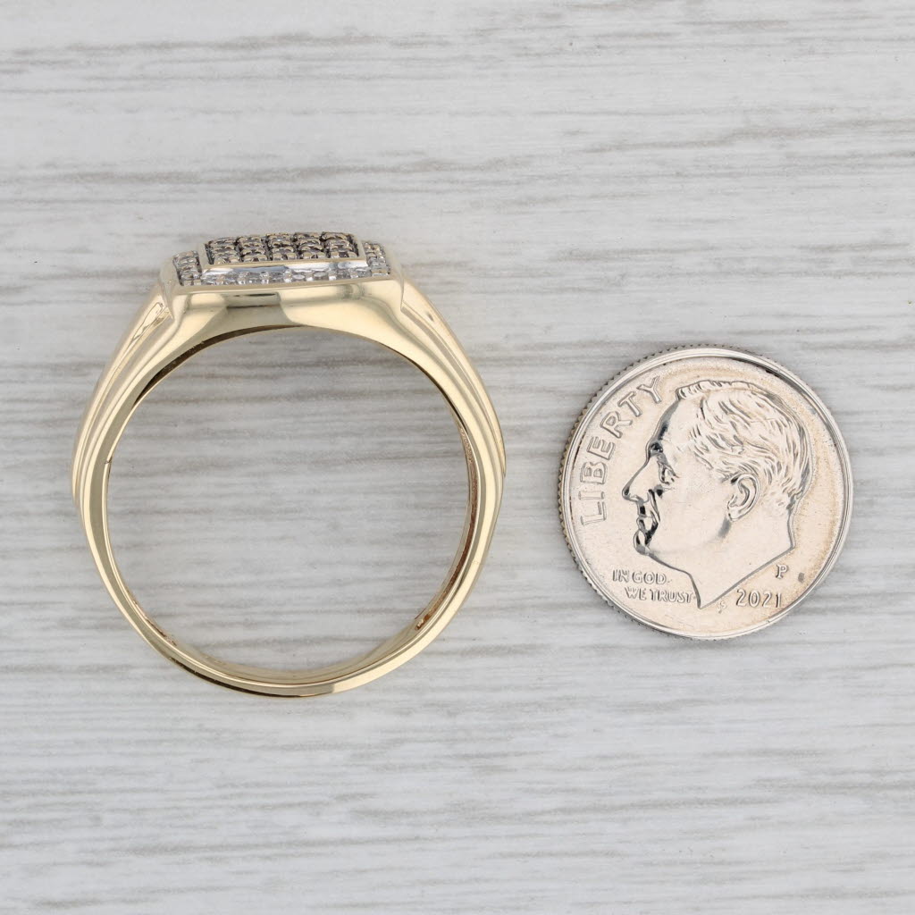 0.47ctw Diamond Cluster Men's Ring 10k Yellow Gold Size 12.5