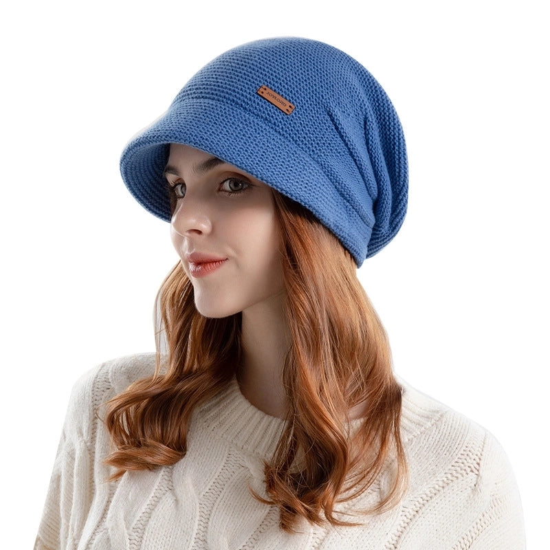 Women's Basic Lady Minimalist Solid Color Wide Eaves Wool Cap