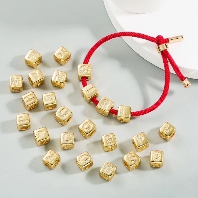 Copper Inlaid Zircon Letter Artificial Gemstones Copper Bracelets