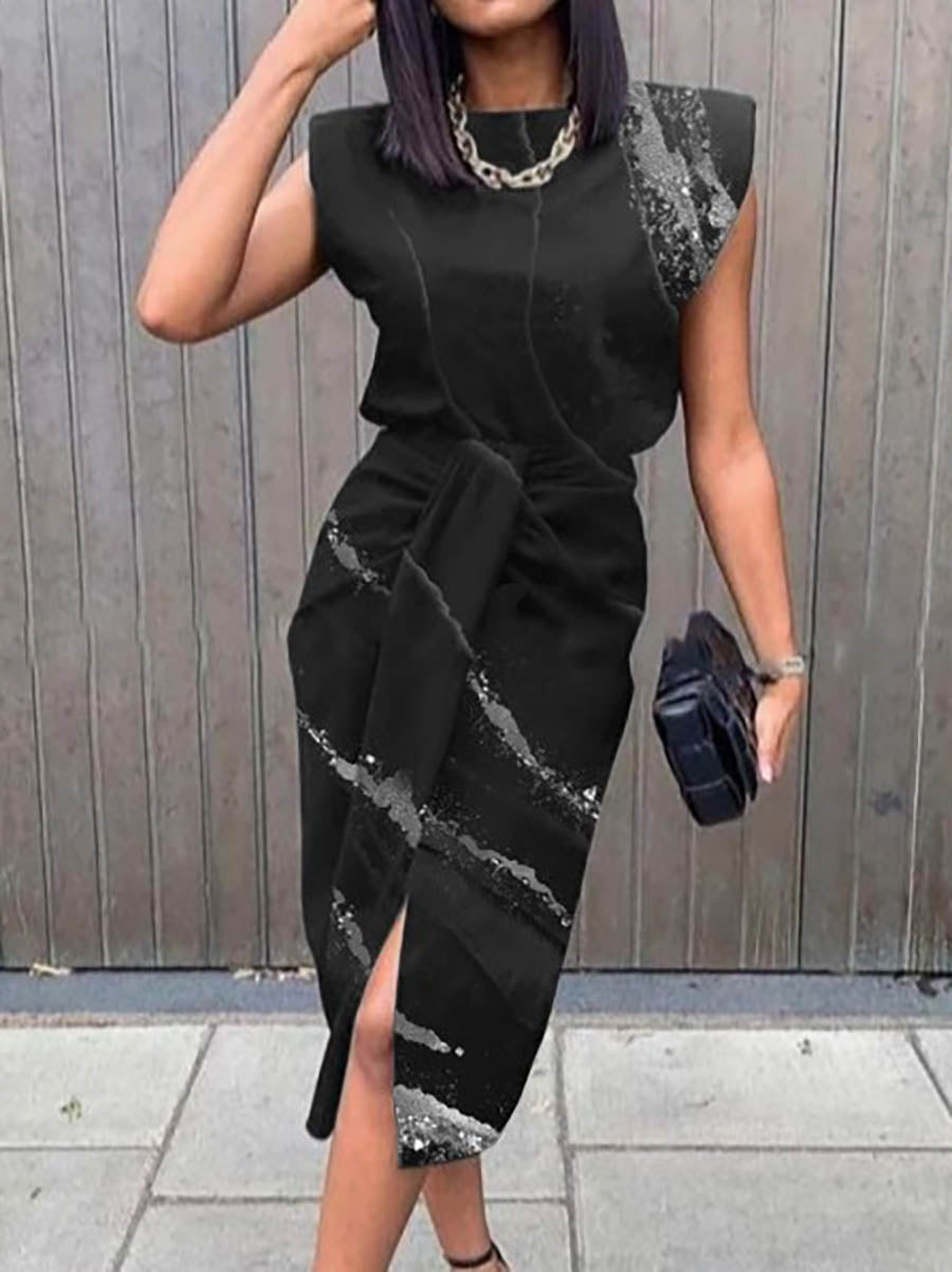 Elegant Print Printing O Neck A Line Dresses(5 Colors)