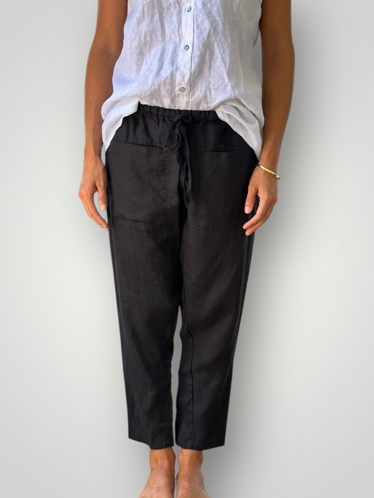 jessie pant-black linen