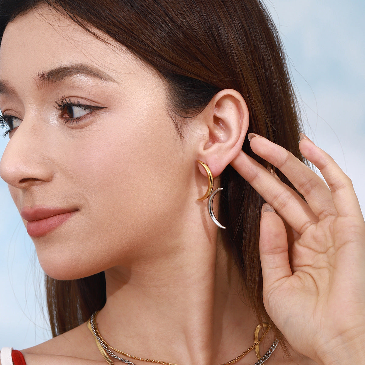 Stainless Steel Moon Earrings Earrings Titanium Steel Earrings