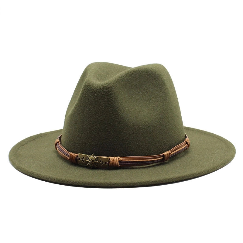 Unisex Skull Light Body Flat Eaves Fedora Hat