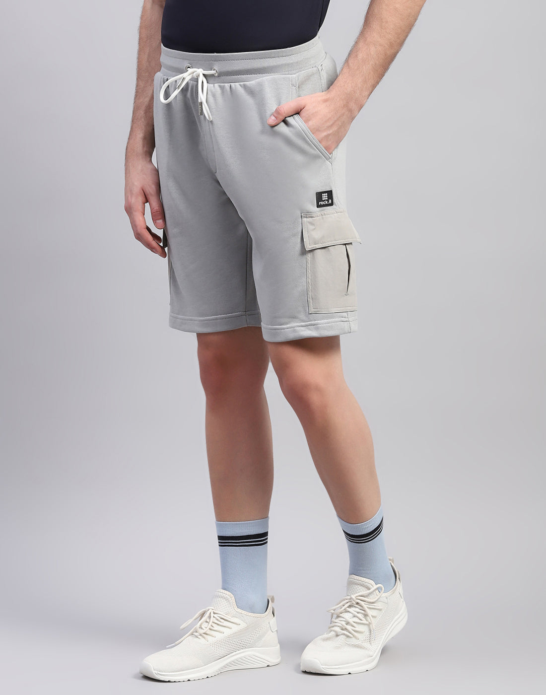 Men Grey Solid Regular Fit Short