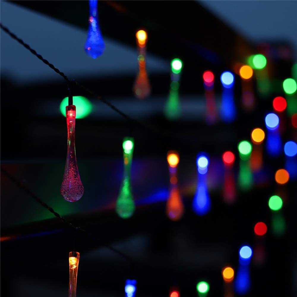 Solar String Lights Outdoor 23 Ft 50 LED Remote Control Curtain Lights