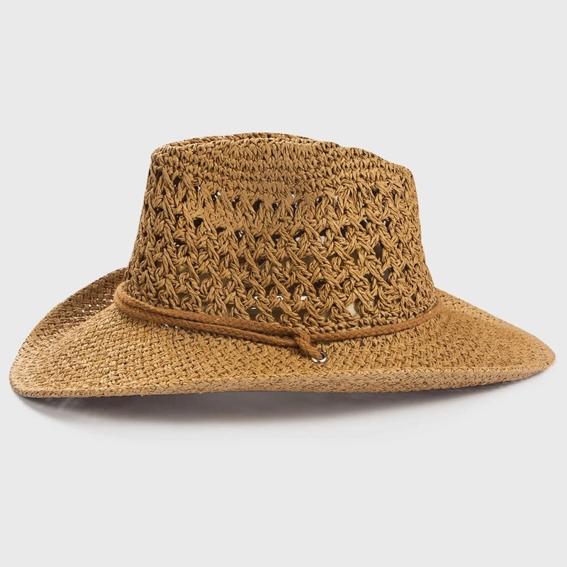 Solid Color Sunscreen Sunshade Cowboy Handmade Straw Hat