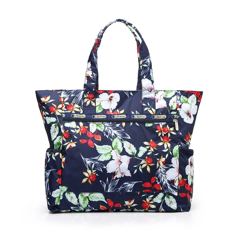 Women's Large Oxford Cloth Printing Classic Style Square Zipper Shoulder Bag
