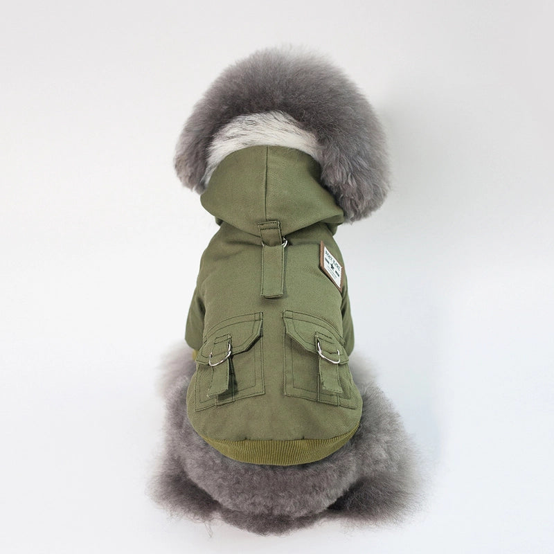 Autumn/winter Season Pet Clothes Dog Cotton Coat Fleece-lined Two-legged Dog Clothing Fashionable Pet Outfit