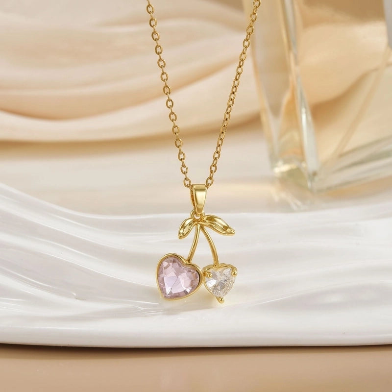Minimalist Cherry Titanium Steel Plating Pendant Necklace