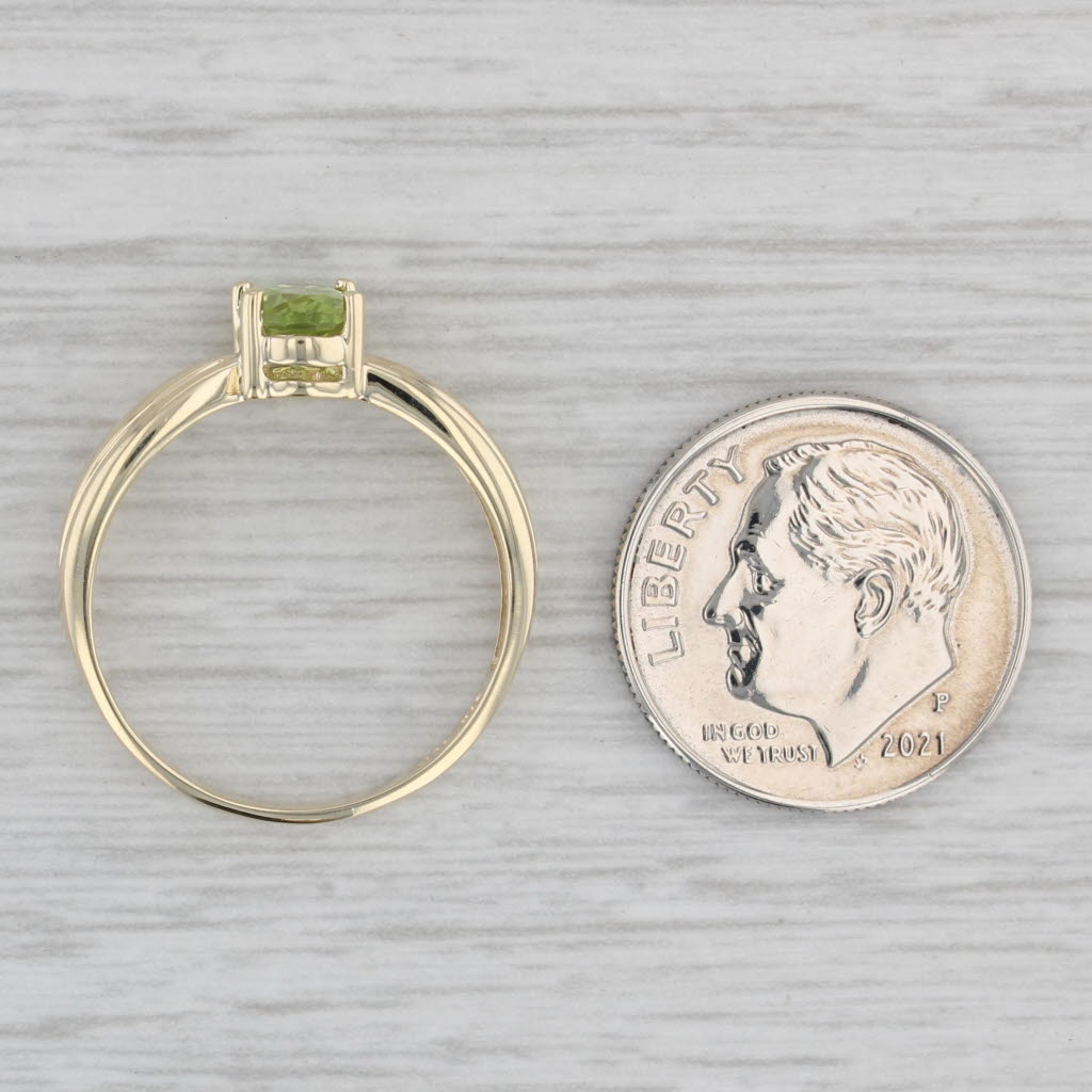 0.80ct Oval Peridot Solitaire Ring 10k Yellow Gold Size 7.25
