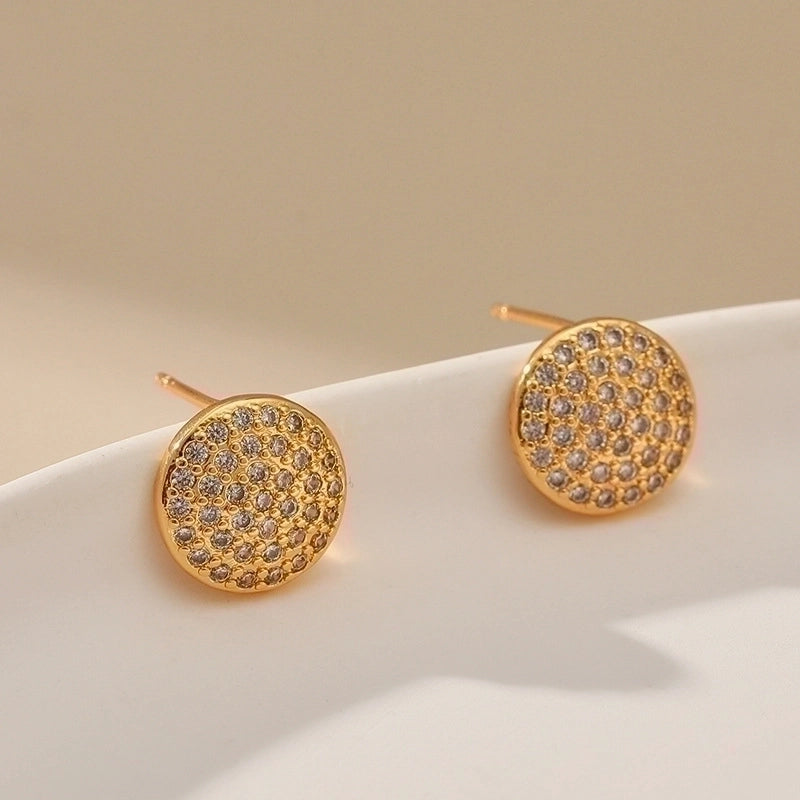 1 Pair Sweet Minimalist Moon Heart Shape Plating Inlay Copper Zircon Ear Studs