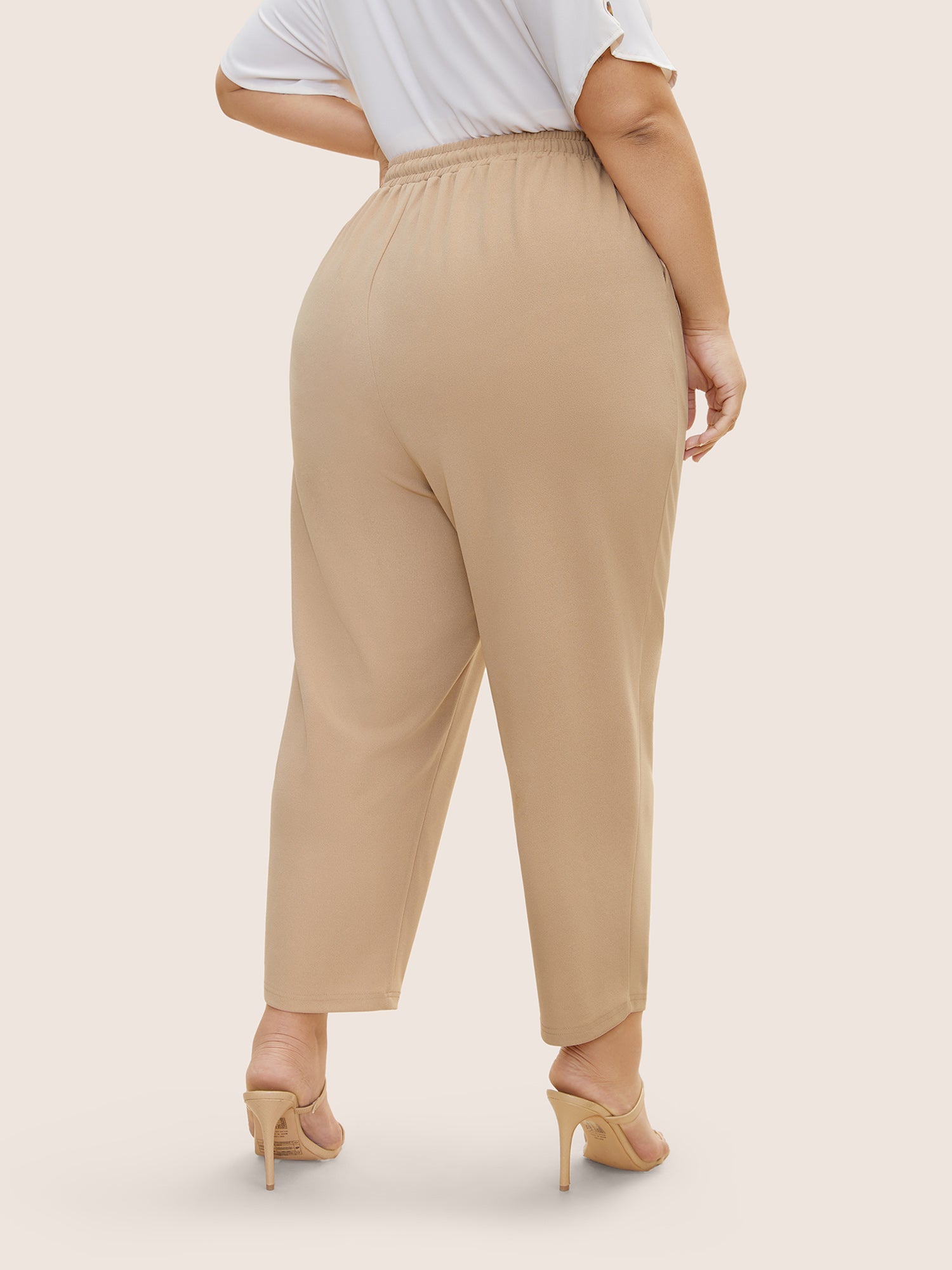 Solid Drawstring Elastic Waist Pencil Pants