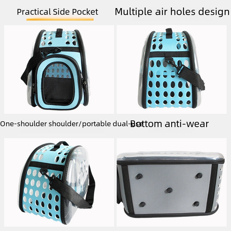 Portable Folding Transparent Pet Carrier Bag Large Capacity Breathable Outdoor Cat Backpack Cat Box Bag For Travel
