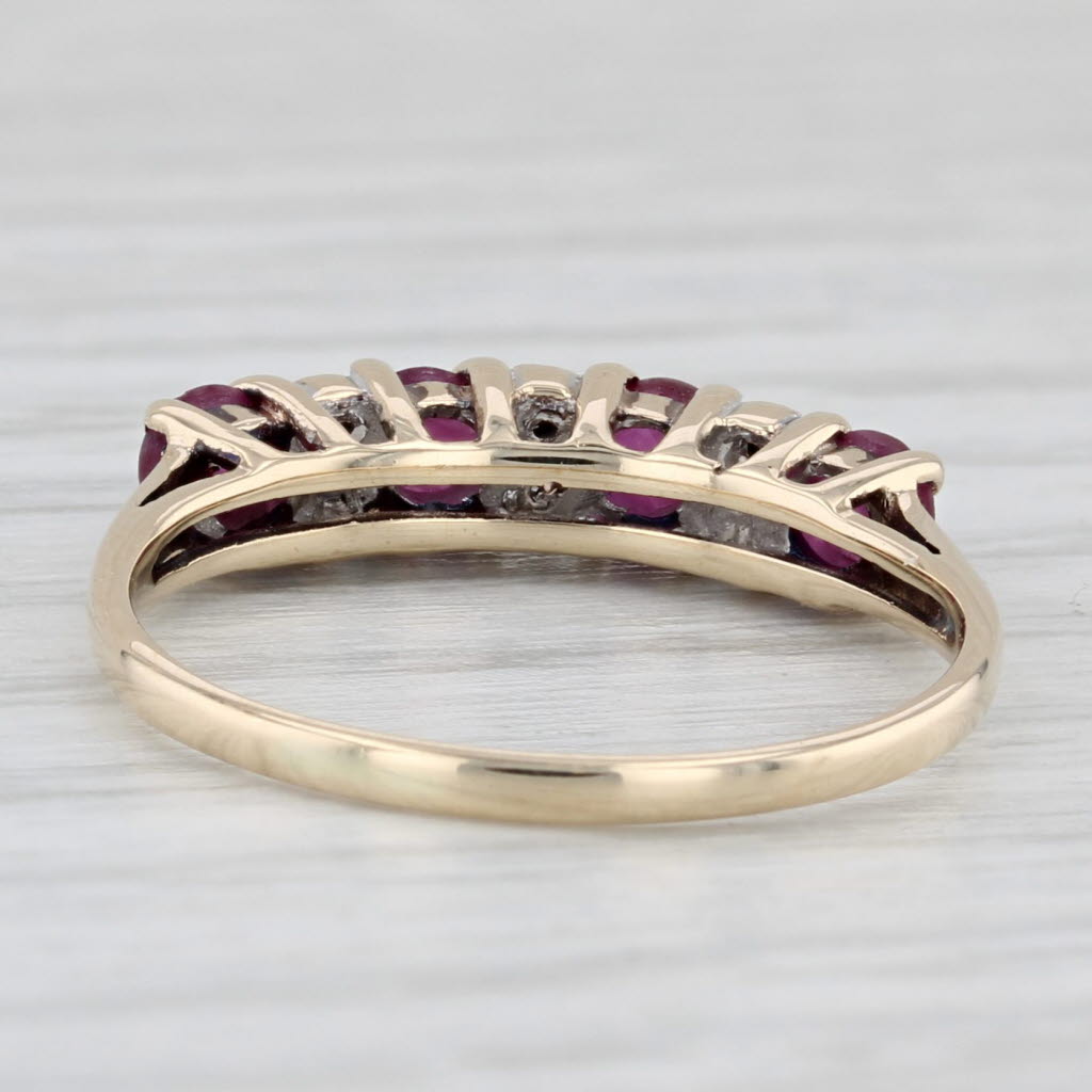 0.52ctw Ruby Diamond Ring 10k Yellow Gold Size 5.75 Stackable