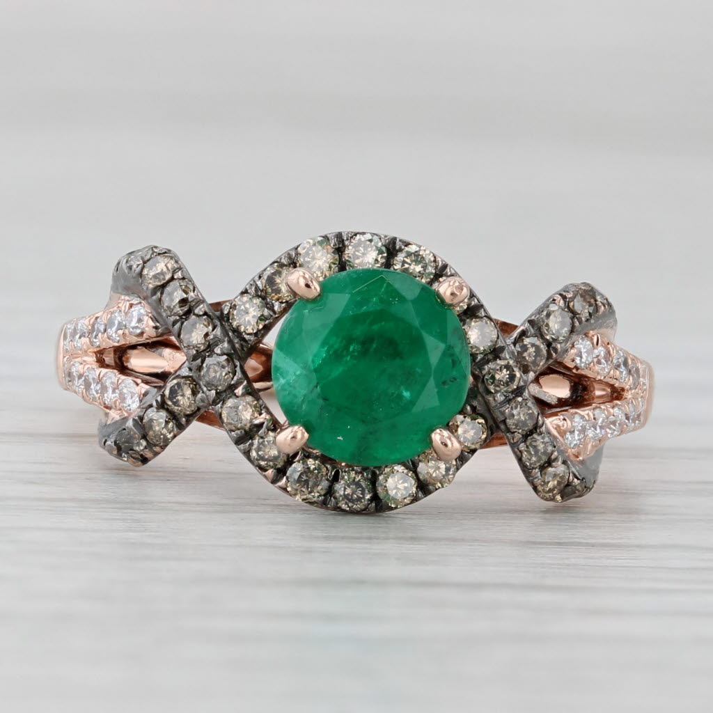 Le Vian Emerald Diamond Ring 14k Rose Gold Size 7 Engagement