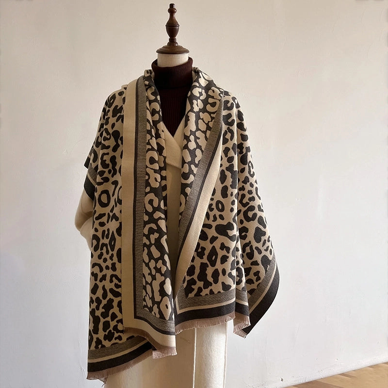 Unisex Minimalist Leopard Imitation Cashmere Scarf