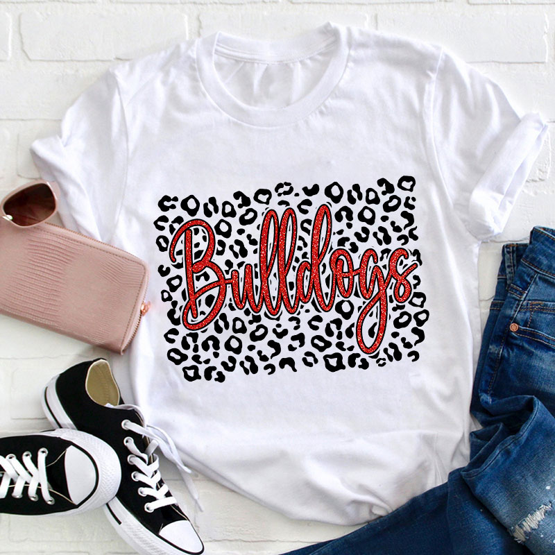 Personalized Leopard Team Spirit Teacher T-Shirt