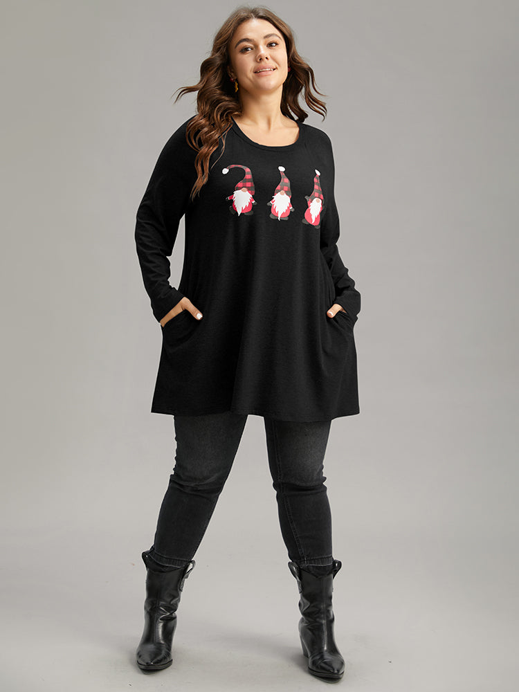 Santa Claus Print Long Sleeve T-shirt