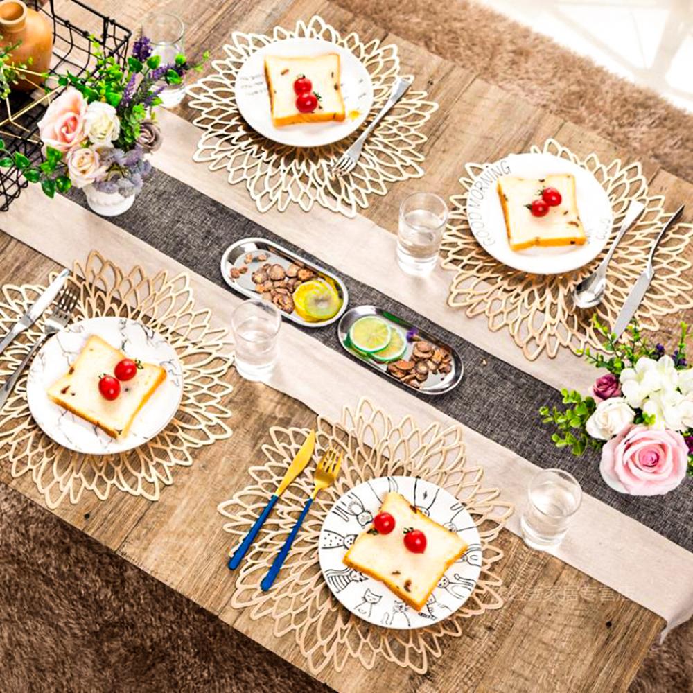 4/6/8PCS PVC placemat for dining table. hollow edition. Coasters. Table